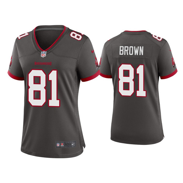Women's Tampa Bay Buccaneers #81 Antonio Brown Grey 2021 Limited Stitched Jersey(Run Small)